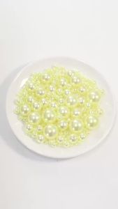 50-1000pcs 3/4/5/6/8/10/12mm Yellow ABS Imitation Pearl Beads With Hole Round Loose Beads For Jewelry Making Bracelet Necklace