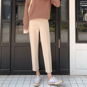 Woolen Pants Womens Fall and Winter K-style Suit Pants Loose Harem Pants Casual plus Size Harem Pants Cropped Straight Pants