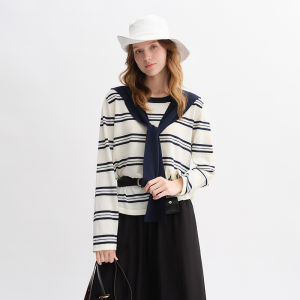 DUSHU | Contrast Striped Knitted Womens Clothing