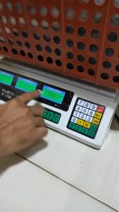 Timbangan Digital 40 Kg FLECO F-124 / F-121 / F-116 / F-114 LCD Monitor Depan Belakang LED Hijau 1X Cas Tahan 3 Bulan Timbangan Buah Timbangan Sayur Timbangan Warung Sembako Timbangan Elketrik Gigital Timbangan Kiloan Buat Jualan