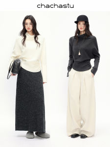 CHACHASTU | Áo Sweater Cổ Rớt Dáng Batwing Mềm Ấm