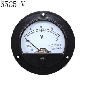 65C5 DC 0-20V Round ogue Panel Meter Volt Voltage Gauge og Voltmeter