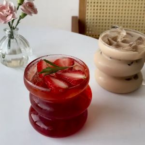 Elegant Borosilicate Glass Mug Heat and Cold Resistant Aesthetic Wave Design for Coffee Juice Tea Milk and Water