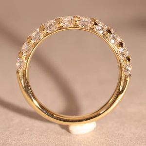 Huitan Versatile Women Ring Gold Color Inlaid Bright Cubic Zirconia Fashion Simple Wedding Party Accessories Lady Daily Jewelry