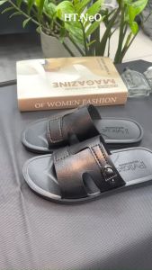 Dép Nam - Dép Nam Quai Ngang Thời Trang HT.NeO Da Bò Nhập Khẩu êm Mềm Cao Cấp DL-125