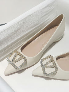 French Pointed Toe Soft Leather Flat Heel Womens Shoes Low Heel New 2025 Elegant Versatile Soft Bottom Thick Heel Flat Shoes