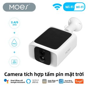 Camera Năng Lượng Mặt Trời Thông Minh MOES Tuya WiFi Băng Tần Kép 2.4GHz 5GHz Ngoài Trời Chống Nước IP65 Giám Sát Bằng Ứng Dụng Tương Thích Với Alexa Và Google