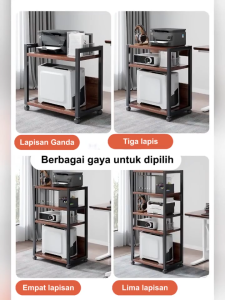 Rak Susun Serbaguna Rak printer Rak dapur Multi-Lapisan Dengan Roda Bisa dipindahkan