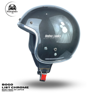 HELM BOGO LIST CHROME DEWASA WARNA SOLID FULL LEHER SNI