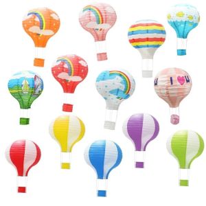 1pc 40cm Santa Claus Elk Rainbow Hot Air Balloon 16inch Paper Lantern Lampshade Ceiling Light Wedding Christmas Party Decoration