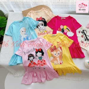 [Bão Sale]Váy Đầm Cộc Tay Mùa Hè Dễ Thương Cho Bé Gái Minky Mom Váy Đầm Thun Lạnh Ngắn Tay Cho Em Bé Gái ĐẦM CỘC TAY Bé_Xinh_Shop