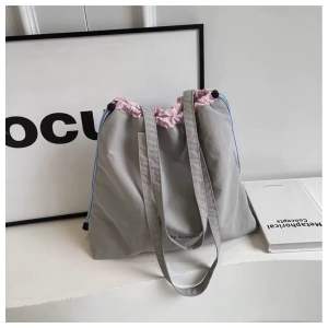 Canvas Casual Elastic Band Tote Bag帆布休闲松紧带侧背包