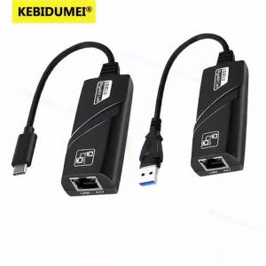 kebidumei | 10/100/1000Mbps USB 3.0 Wired Network Card USB to RJ45 Type C to RJ45 LAN Ethernet Adapter for PC Macbook Windows Laptop
