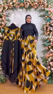 BISA COD Set Gamis Syari Jubah Hijab Hudie Kode WEYANI Bahan Ceruty Babydol By Ory AjeZas Collection