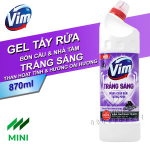 Gel tẩy rửa bồn cầu & nhà tắm VIM Trắng Sáng Than Hoạt Tính & Hương Oải Hương (870ml/chai)