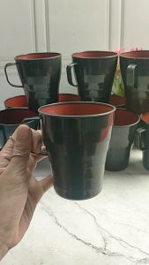 PROMO (12 PCS) 1 Lusin Gelas Cangkir Plastik Ulir Aesthetic Cangkir minum kopi teh ramen style jepang mug