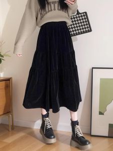 Plus Size Ladies Velvet Skirt: A High-Waist Slimming Option for Autumn & Winter