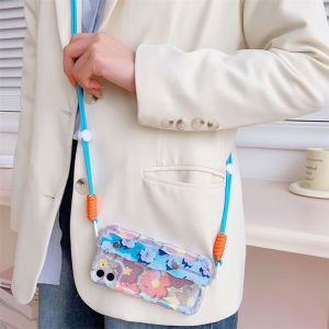 Zeallion Fashion Mobile Phone Lanyard Crossbody Flower Back Clip Chain Anti Loss Backpack Style Phone Clip Chain Lanyard