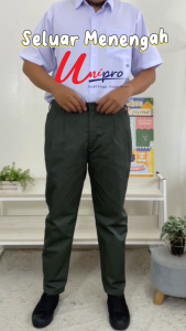 UNIPRO 🌟 HARGA MURAH 🌟 HIGH QUALITY SELUAR MENENGAH HIJAU BERGETAH COTTON / BAJU SEKOLAH MENENGAH BERGETAH BUATAN MALAYSIA - UP011