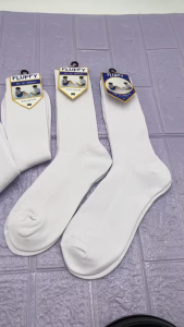 ถุงเท้านักเรียนข้อยาว สีขาว ขนาด5-7/7-9/9-12Freesize แพ็ค 6คู่ 12คู่