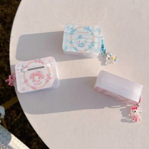 【Hot】Cartoon Anime Kitty & Kuromi & Melody & Cinnamon Pattern All-inclusive Earphone Protective Case with Pendant For AirPods 1/2 3 4 Pro Pro2 Gen Earphones