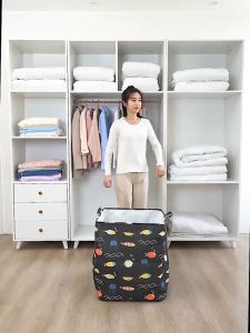 140L Oversize Quilt Storage Bag For Clothes Collapsible Laundry Baskets Drawstring Clothes Storage