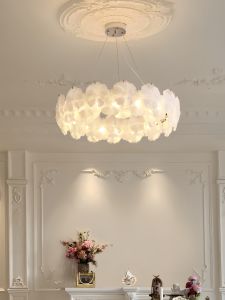 French Creamy Glass Flower Chandelier