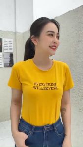 Áo thun nữ cổ tròn MC Fashion cotton đủ size  đủ màu năng đông trắng xanh vàng