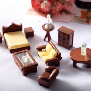 Miniature Resin Sofa Vintage Furniture Desktop Model Simulation Microature Collectible Items Compact Size Table Bed Cabinet