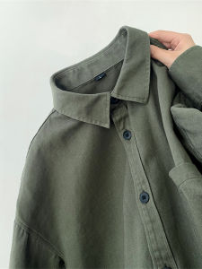 LPZ | Olive Green Long Sleeve Autumn Mens Shirt Pure Cotton