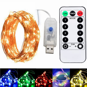 20m/10m 8 Function Remote Control LED Fairy Lights USB String Lights Christmas Garland New Year Wedding Party Garden Decoration