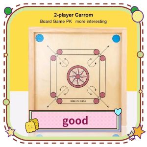 Carrom Board Game - Parent-child Interactive Toys - Round Wood Board - Interactive Puzzle Game