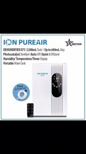 BESTAR ION PUREAIR  Dehumidifier D75/Upto 600ml/24H/2200mL Tank/Photocatalyst Sterilizer