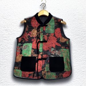 Velvet Traditional Chinese Style Jacket Button up Mommy National Style Vest Spring Autumn Fashion Elderly Womens Clothing