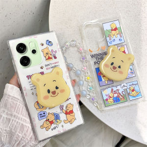 เคส Phone Case OPPO Reno14 F Reno14 Pro OPPO A5i Pro 14 F Pro 5G เคสโทรศัพท เทรนด์ใหม่หมีพูแฟชั่นสร้างสรรค์ฟองน้ำกันกระแทกเคสมีที่ยึดและสายรัดข้อมือ2025