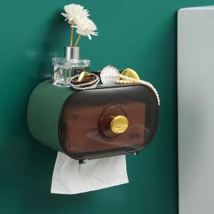 Tempat Kotak Tissue Tempel Dinding Dengan Alas Penyimpanan Serbaguna Bentuk Kucing Tahan Air Transparan