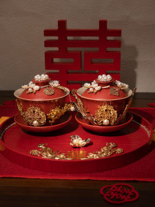 Wedding Celebration Red Ceramic Cup Couple Gift Bridesmaid DIY Creative Gift Box Wedding Ceremony Tea Ceremony Cup