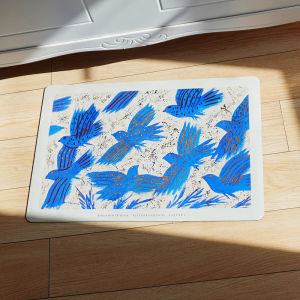 Thảm Phòng Tắm Nghệ Thuật Màu Xanh Tím Hình Chim Bay Thảm Trang Trí Cửa Phòng Tắm Thảm Chống Trượt Thảm Chống Thấm Nước