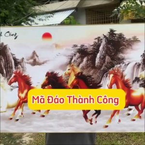 Tranh Treo Tường Mã Đáo Thành Công Tráng gương Trang Trí Phòng khách Phong thủy mang may mắn bình an cho gia chủ