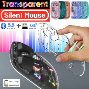 Transparent Bluetooth Mouse Wireless Mouse Dual-Mode Silent Mice for PC/Laptop/Phone/Tablet