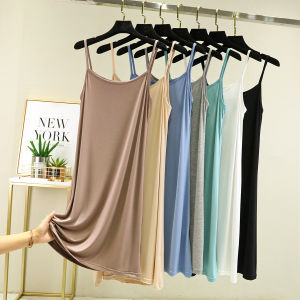 Modal Camisole Dress for Women Summer Thin Inner Match Sleeveless Dress Plus Size Casual Pure Color Base Dress