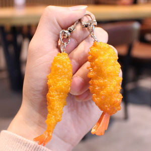 Internet Celebrity Tempura Fried Shrimp Pendant Is Coming! Artificial Original Keychain Student Men and Women Funny Schoolbag Pendant Decoration