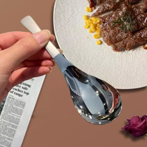 Naukaha【Ready in Stock】 Stainless Steel Spoon Dessert Spoon Silver Gold Color Spoon