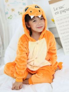 Coral Fleece Cartoon Style Pokemon Cosplay Costume for Kids Ages 3-18 Versatile for School Events and Sports Meets