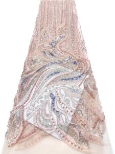 3 Yards Luxury African Beaded 2025 High Quality Nigerian Sequins With Pearl Lace French Tulle Lace Fabric For Party Dress Sewing