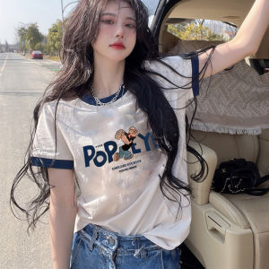 Color Block Loose Round Neck Tee