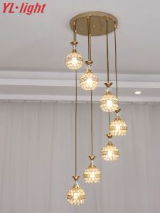 Lampu Gantung Tangga Lampu Ruang Tamu Langit-langit Tinggi Nordic Lampu Ruang Makan Bulat Lampu Kamar Tidur Rumah