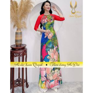 Áo Dài Lụa Habutai Hoa Sen Trẻ Trung Thanh Lịch Duyên Dáng A7 - Áo Dài Xuân Quỳnh