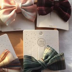 Gratis Ongkir - Hair Pin Pita Flanel Kotak / Jepitan Rambut Kotak Garis / Jepit Rambut Pita Wanita
