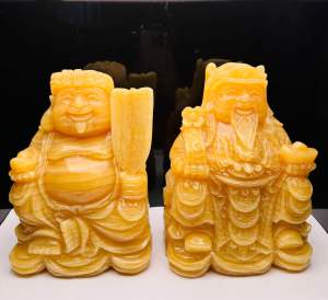 Bộ thần tài thổ địa đá Ngọc cao 20cm hoàn hảo chạm rõ nét 2 ngài.
